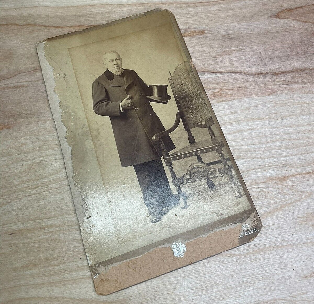 Vintage 1900s CDV Photo Standing Man Top Hat Goatee Northwest Engraving Company